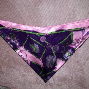 Satin Patterned Scarf - Pink/Purple/Green